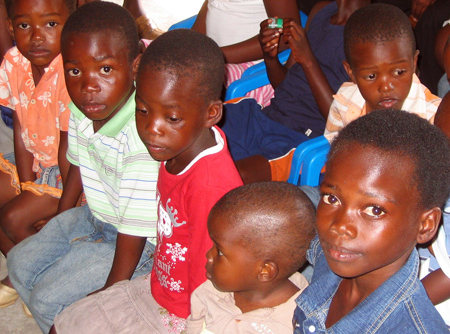 Orphans during the dedication service